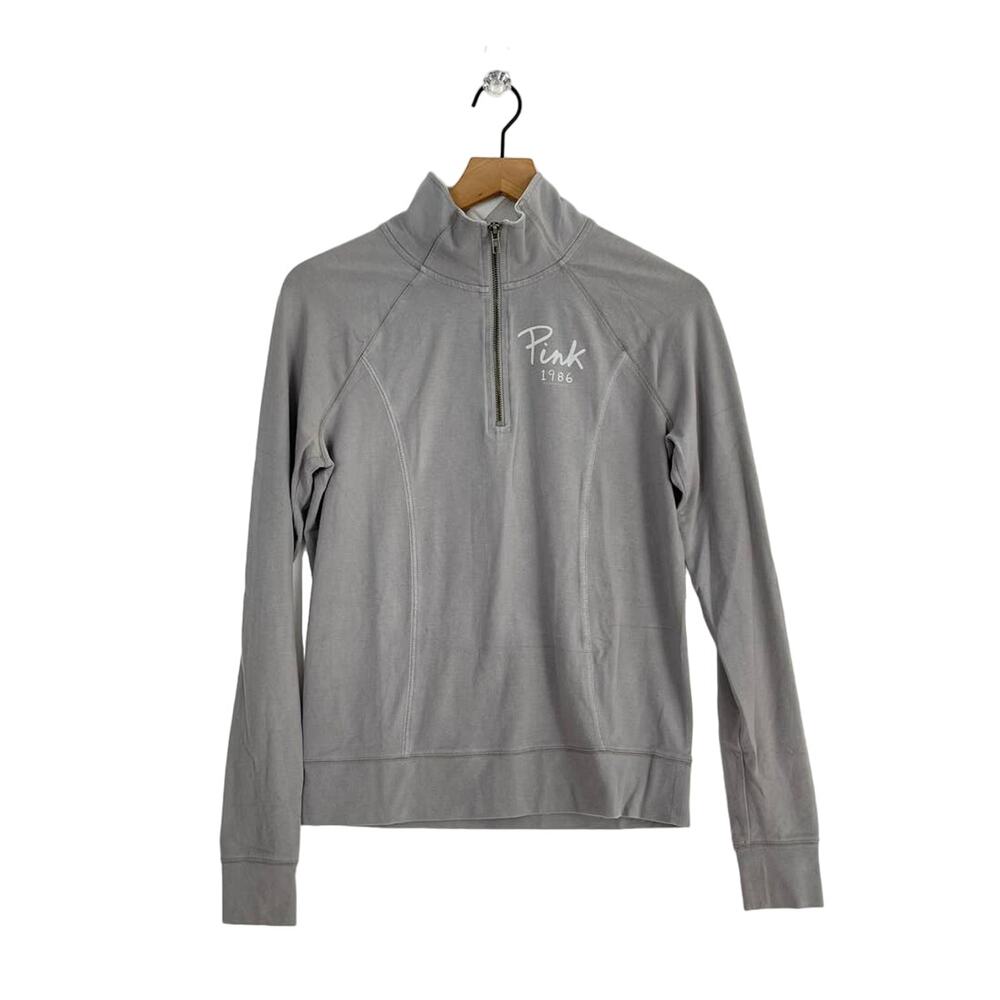 Victoria's Secret Pink Yoga Gray Quarter Zip Pullover Athletic Jacket Size Small